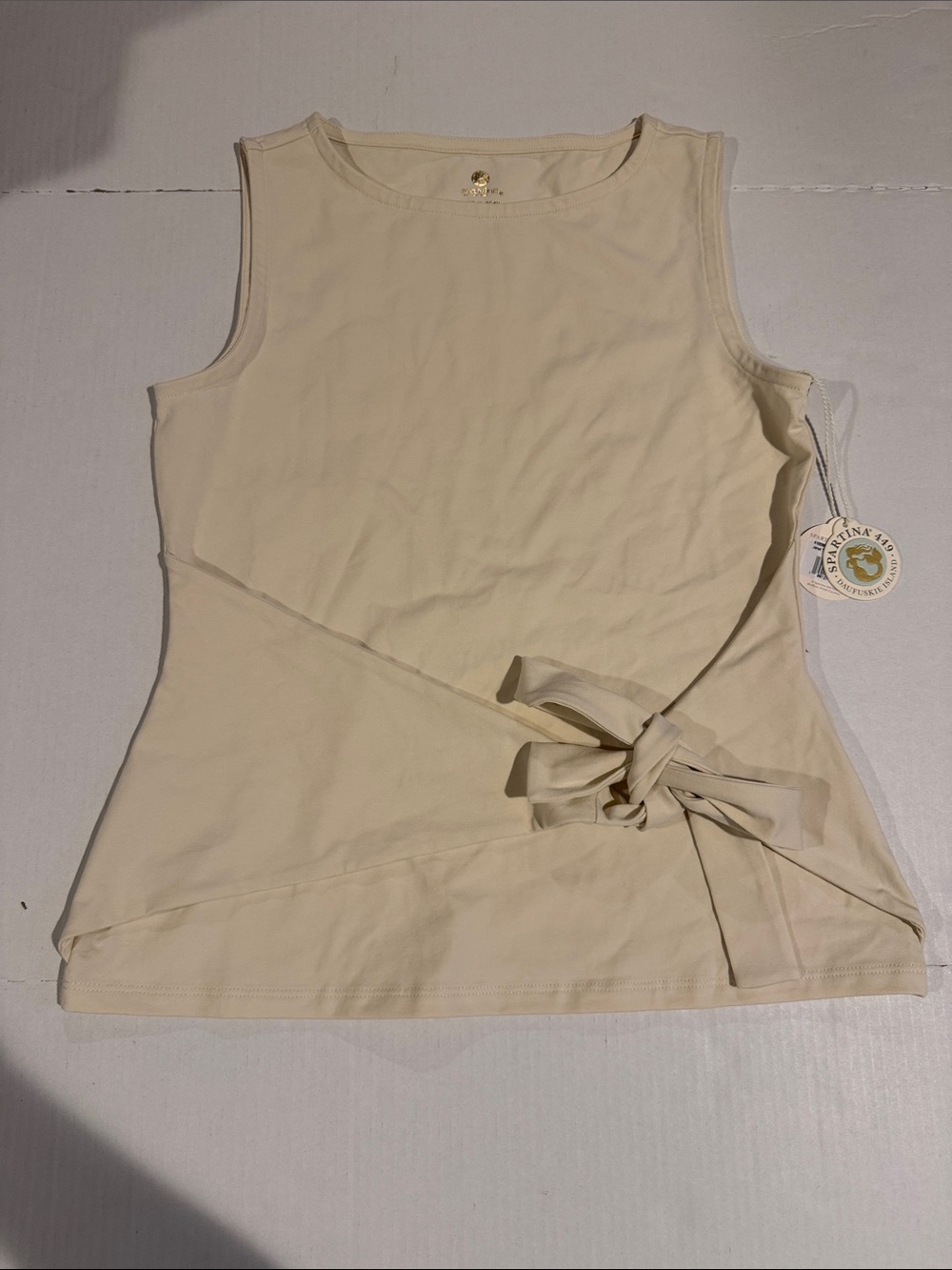 Spartina 449 Cream Sleeveless Tie-Waist Tank
